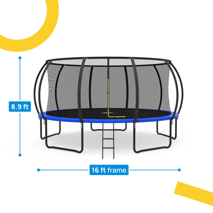 16' Trampoline Round With Safety Net JumpYeti