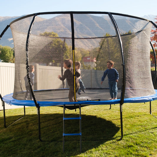 14' Trampoline Round With Safety Net JumpYeti